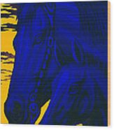 Blue Horses Wood Print