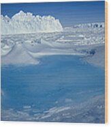 Blue Pool On Iceberg Antarctica Wood Print