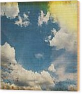 Blue Sky On Old Grunge Paper Wood Print