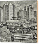 Boat Life In Hong Kong Wood Print