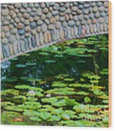 Bridge And Lilypads Wood Print