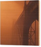 Bridge To The Mist In Red Wood Print