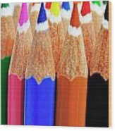 Bunch Of Standing Colorful Crayons Wood Print