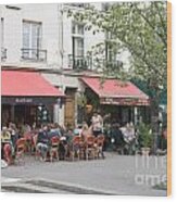 Cafe Life In Paris Wood Print