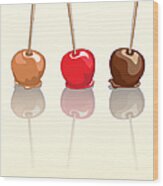 Candy Apples Reflected Wood Print