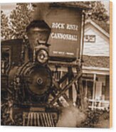 Cannonball Express In Sepia Wood Print