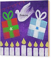 Christmas And Hanukkah Peace Wood Print