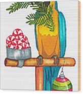 Christmas Macaw Wood Print