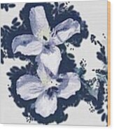 Clematis In Blue Wood Print