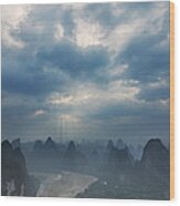 Cloudy Sunset In Guilin Guangxi China Wood Print