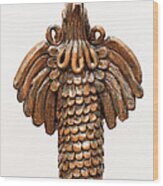 Cock Totem Bronze Gold Color Wings Beak Hair Eyes Scales Feathers Wood Print