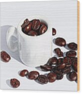 Coffee Beans In Mug Wood Print