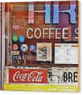 Coffee Shop Window Wood Print
