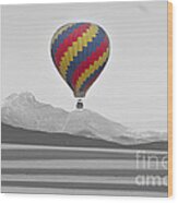 Colorful Hot Air Balloon And Longs Peak Wood Print