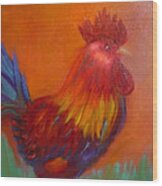 Confident Rooster Wood Print