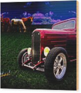 32 Ford Coupe Grazing With The Herd Cow Pasture Boogie Wood Print