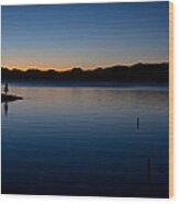 Dawn At Yellowstone Lake Wood Print