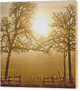 Dawn In The Country Wood Print
