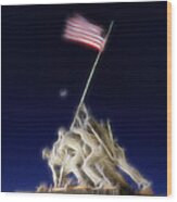 Digital Lightening - Iwo Jima Memorial Wood Print