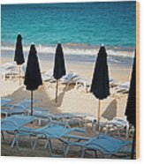 Elbow Beach Umbrellas Wood Print