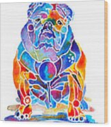 English Bulldog Whimsical Colors Wood Print