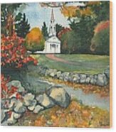 Fall At Martha-mary Chapel - Sudbury Wood Print