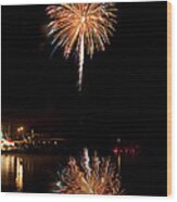 Fireworks Over Lake Wood Print