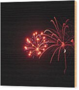 Fireworks With Moon Fmp Wood Print