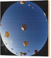 Fisheye Balloons Wood Print