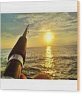 #fishing #pole #fish #sunset #lifestyle Wood Print