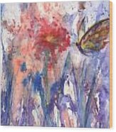 Flower And Butterfly Wood Print