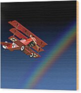 Fokker With Rainbow Wood Print