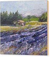French Lavender  Provence Palette Knife Painting Wood Print