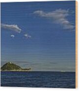 Gallinara Island With Cruis Eliner And Clouds Wood Print