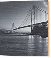 Golden Gate In Black And White Wood Print