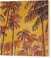 Golden Palm Trees Wood Print