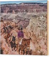 Grand Canyon Mule Packtrain Wood Print