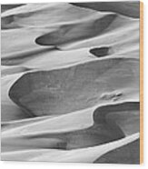 Great Sand Dunes Black And White Wood Print