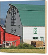Green Barn In Southern Idaho Wood Print