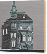 Grey Victorian Mansion-montreal Wood Print