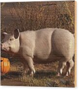 Halloween Pig Wood Print