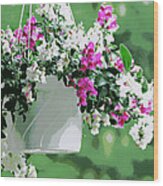 Hanging Flower Basket Wood Print