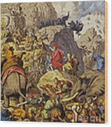 Hannibals War Elephants Climb The Alps Wood Print
