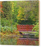 Henes Park Pond Bridge Wood Print