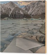 Ice Floes In Lake Tasman Glacier Wood Print