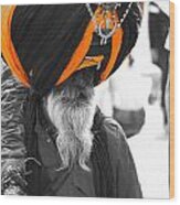 Indian Man Wearing Turban Wood Print