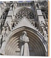Jeanne D'arc Statue And Cathedral Wood Print