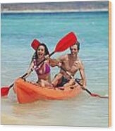 Kayaking Couple Ii Wood Print
