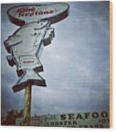 King Neptune Seafood In Dallas Wood Print