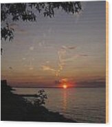 Lake Huron Sunset At Brights Grove Wood Print